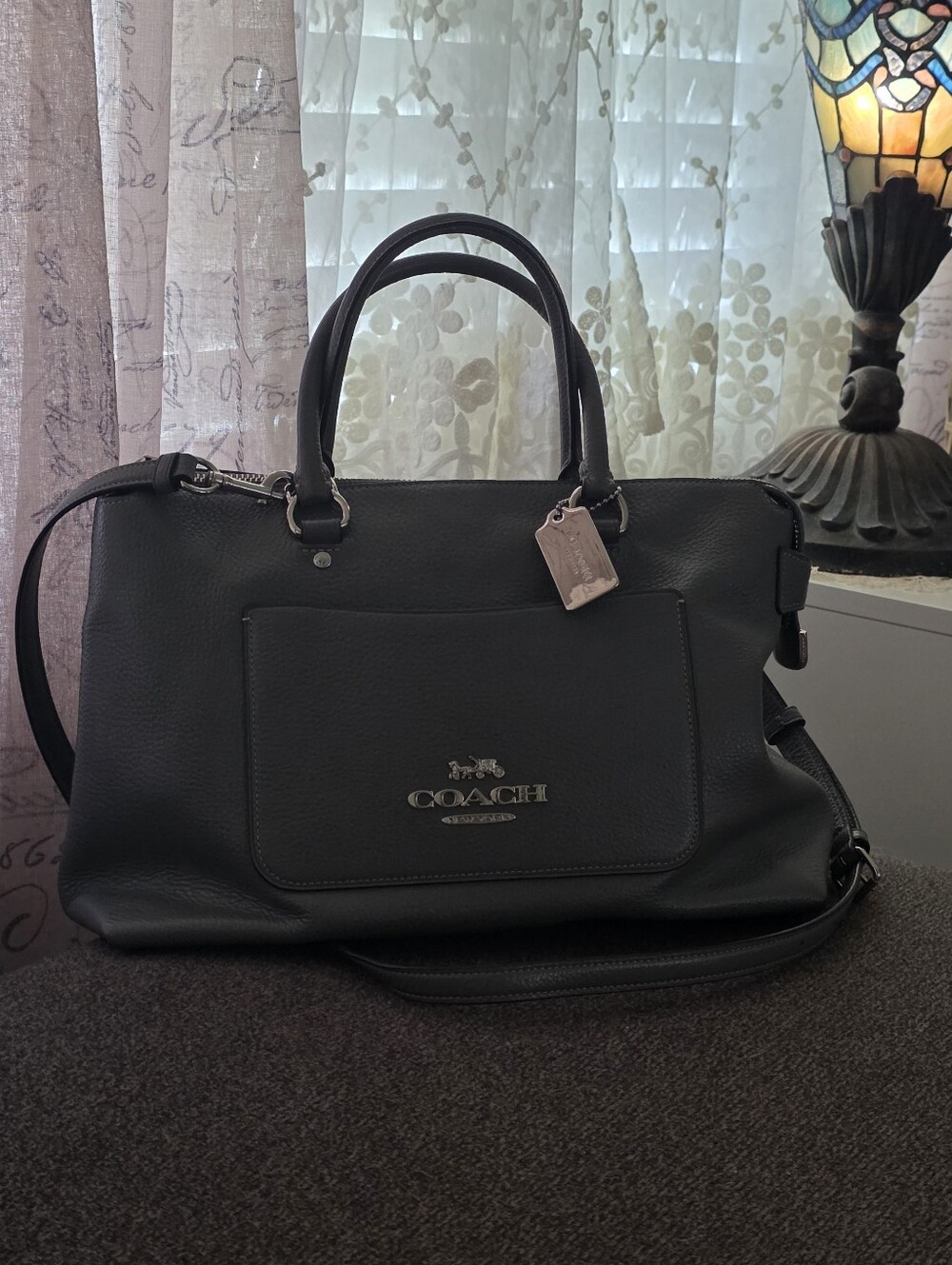 Coach Emma Satchel, Gray Leather - Picture 3 of 15